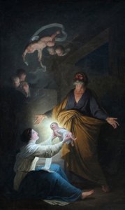De Heilige Familie of de Geboorte door Joseph Benoît Suvée